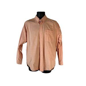 T. Harris London Button Down Shirt Mens Size medium Orange Long Sleeve 1 Pocket